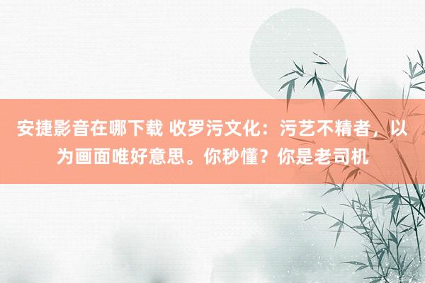 安捷影音在哪下载 收罗污文化：污艺不精者，以为画面唯好意思。你秒懂？你是老司机