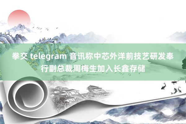 拳交 telegram 音讯称中芯外洋前技艺研发奉行副总裁周梅生加入长鑫存储